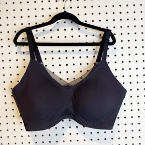 Honeylove | Crossover Bra in Vamp (Black) Mesh Wireless LWBR0301 Size L